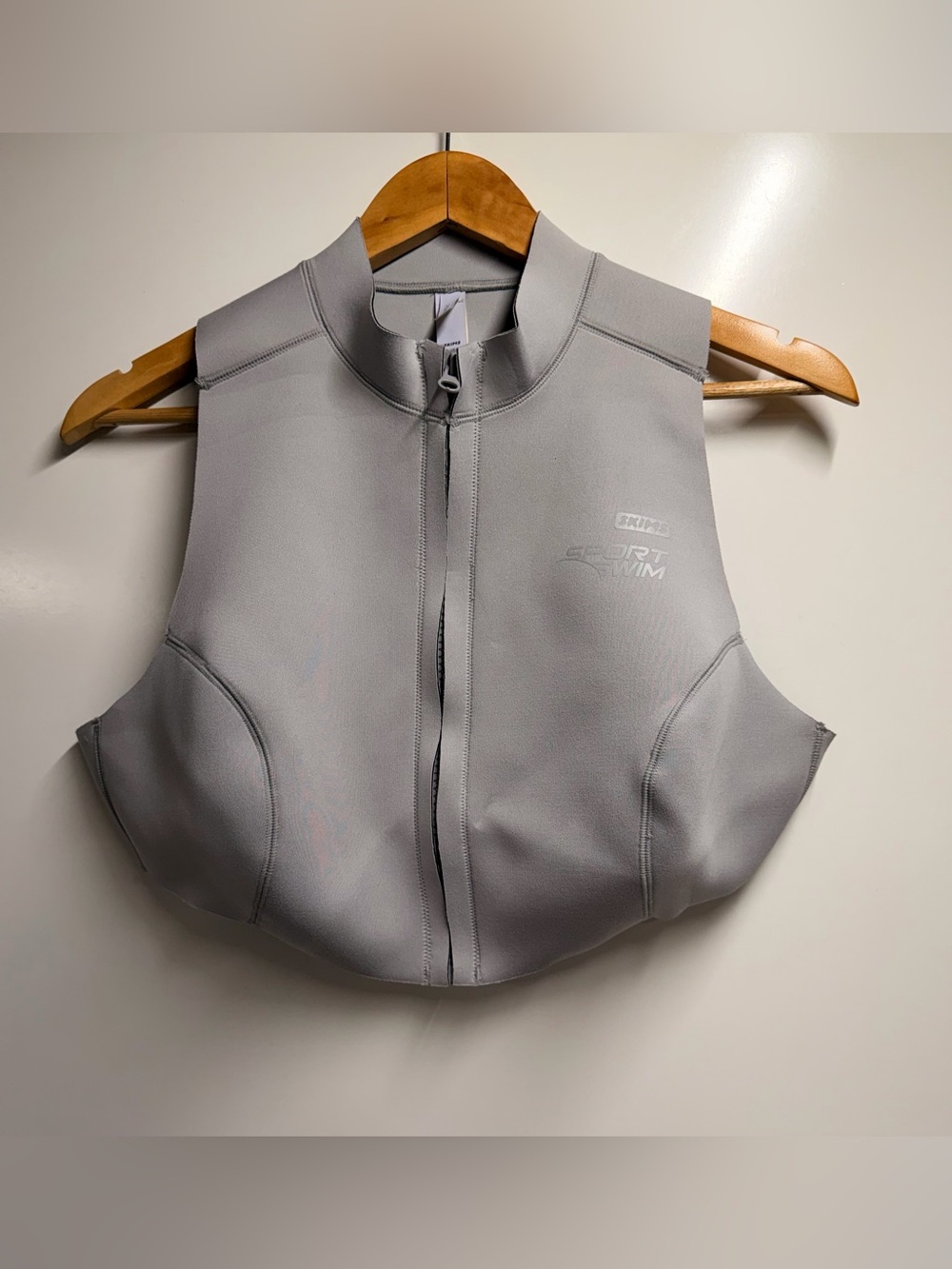 Skims Sport Swim Top Mock Neck Zip Front Chrome New 3X